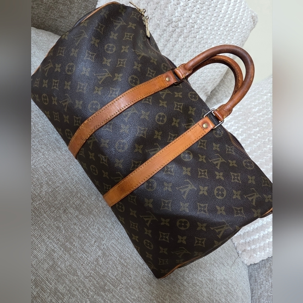 Louis Vuitton Keepall Bandouliere 45 Monogram Canvas Duffel Bag Authentic